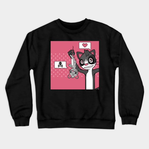 Cute Cat Proudly Holding Dead Mouse (Variant 1) Crewneck Sweatshirt by MOULE